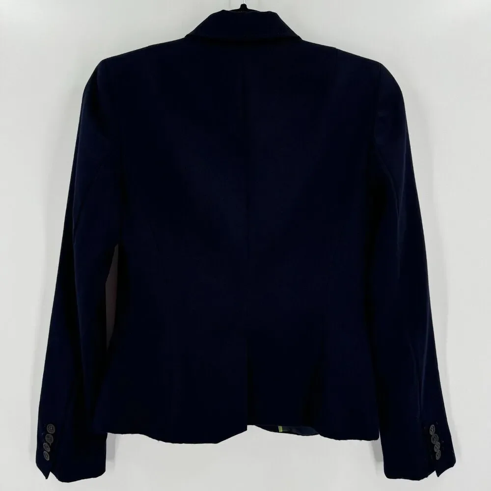 J. CREW Navy Blue 3 Button Schoolboy Blazer Jacket Size 2